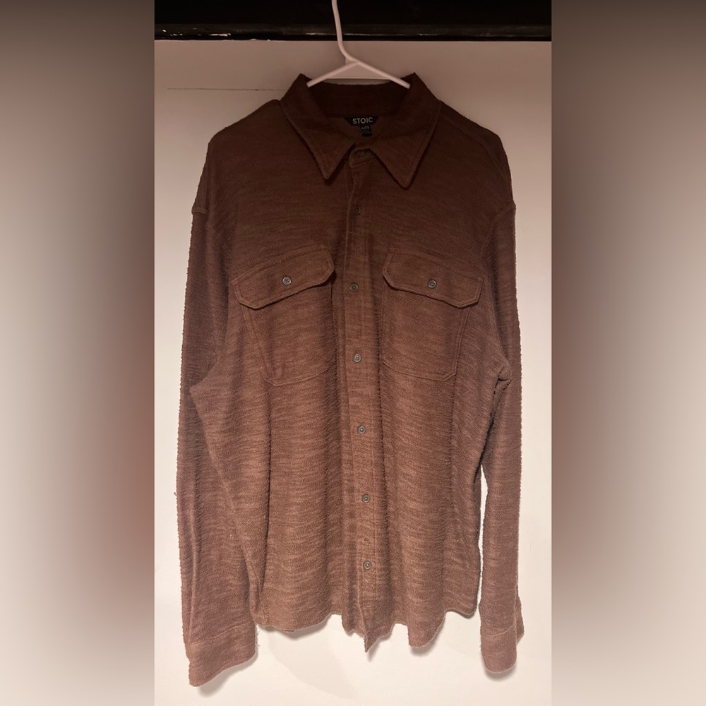 Stoic button down shirt. Used good condition. XL. Brown.